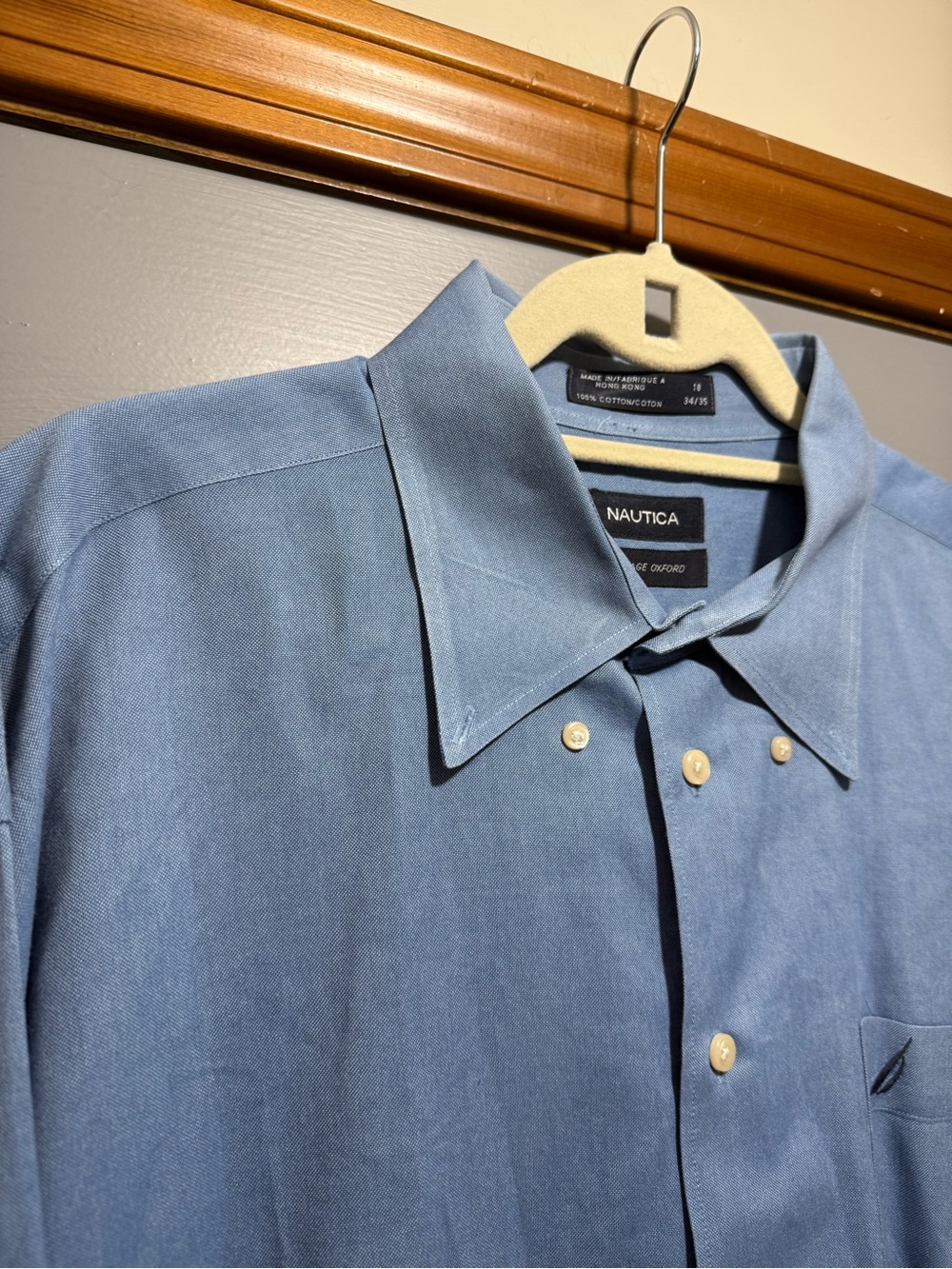 Nautica Vintage Oxford Men's Dress Shirt -Size 18 34/35 Blue